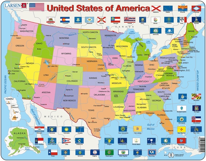 Actual product image Larsen Puzzle - USA (political) (48 pieces)