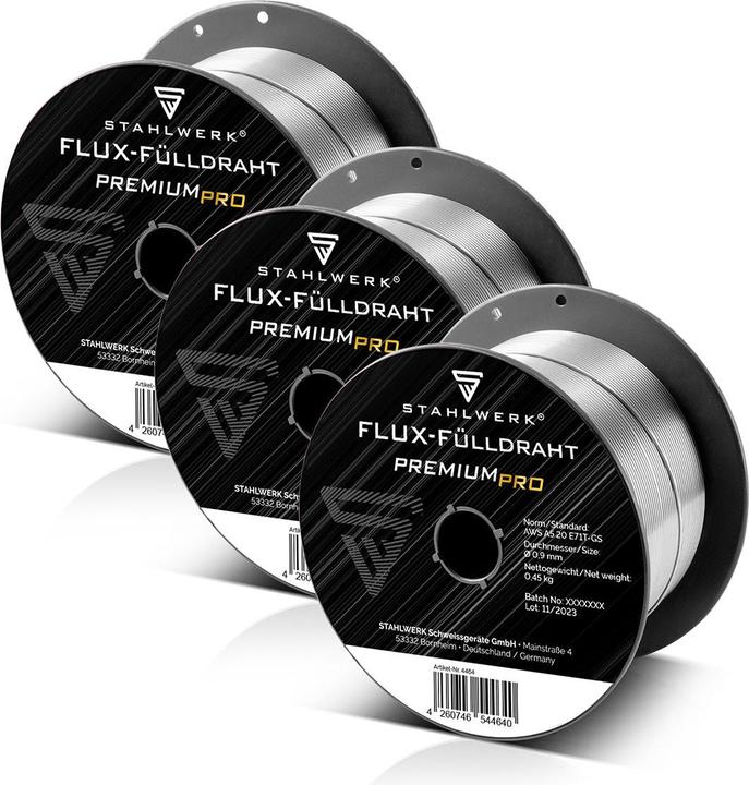 Actual product image Stahlwerk Welding wire MIG MAG Premium cored wire set of 3 E71T-GS Ø0.9mm 0.45kg