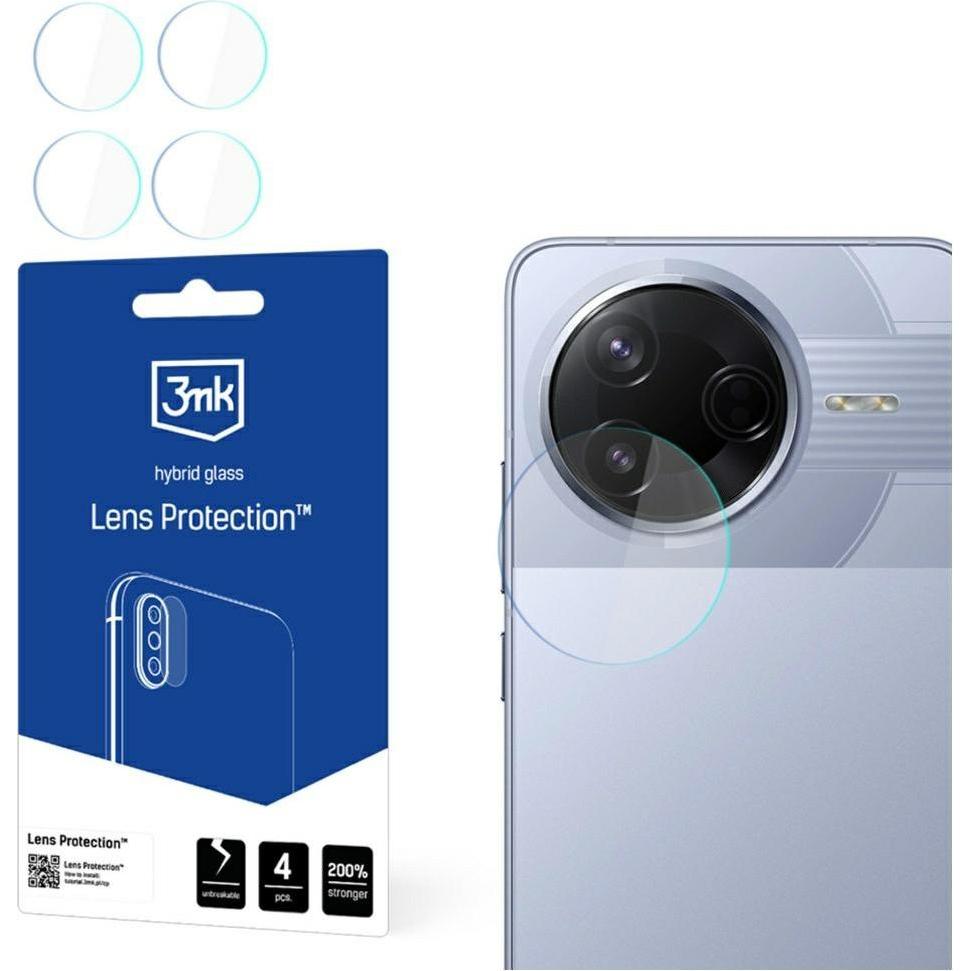 3MK Hybrid Glass for Camera Lens Lens Protection for Xiaomi Poco F7 Pro (4 pz., Xiaomi Poco F7 Pro), Pellicola protettiva smartphone, Trasparente