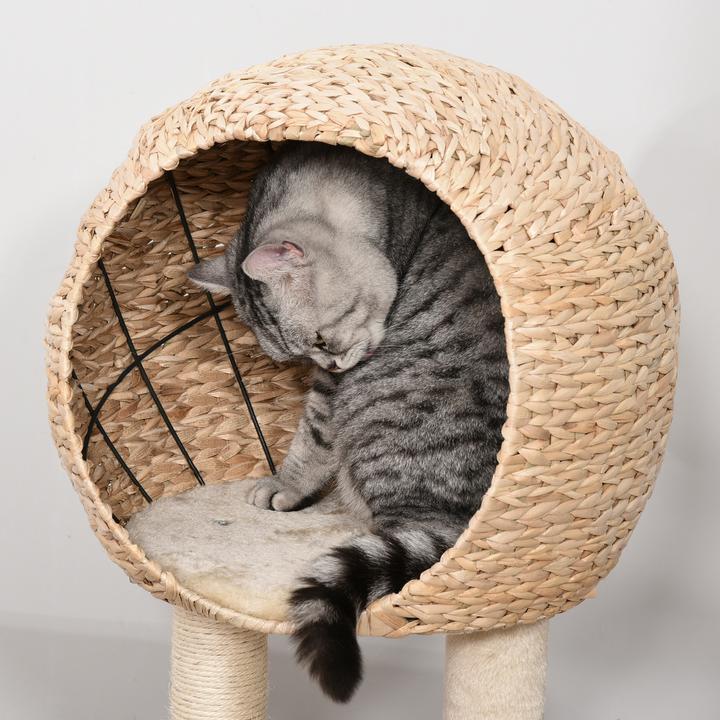 Actual product image PawHut Cat tree with cave (100 cm, Beige)