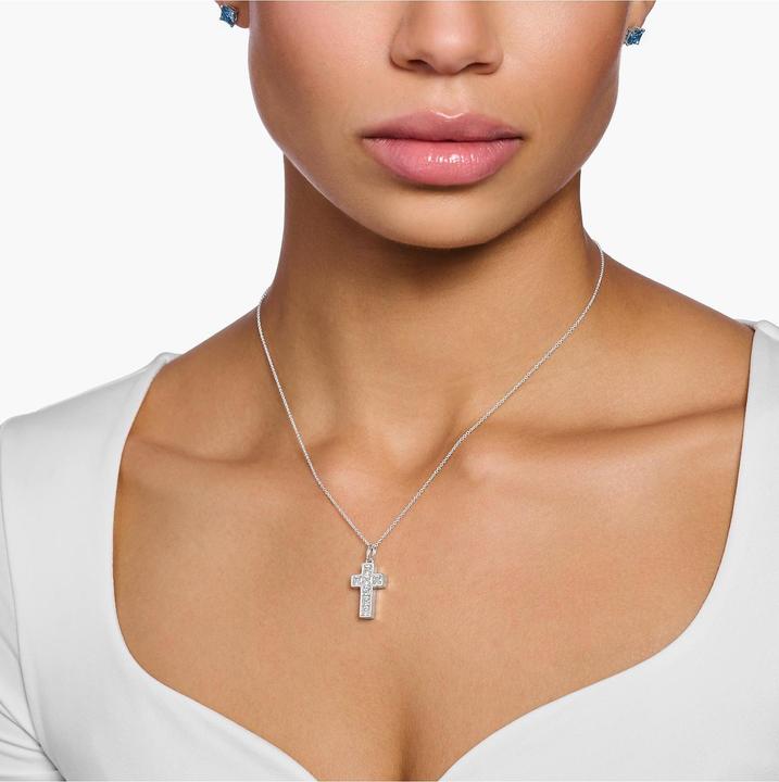 Produktbild Thomas Sabo Halskette Kreuz mit Weissen Steinen Silber (925er Silber, 40 - 45 cm)