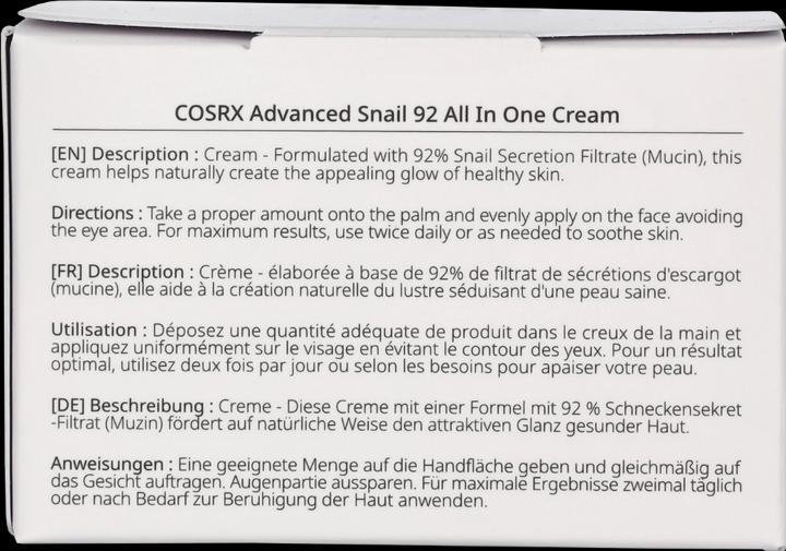 Immagine prodotto Cosrx Advanced Snail 92 All In One Cream (100 ml, Crema 24h)