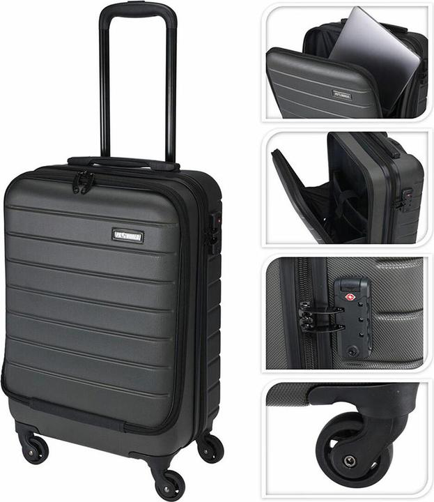 Image du produit ProWorld Valise trolley avec serrure TSA, poignée télescopique, gris foncé, 20 pouces, ABS, 35 x 22 x 55,5 cm (37 l, Bagage à main (jusqu'à 50l))