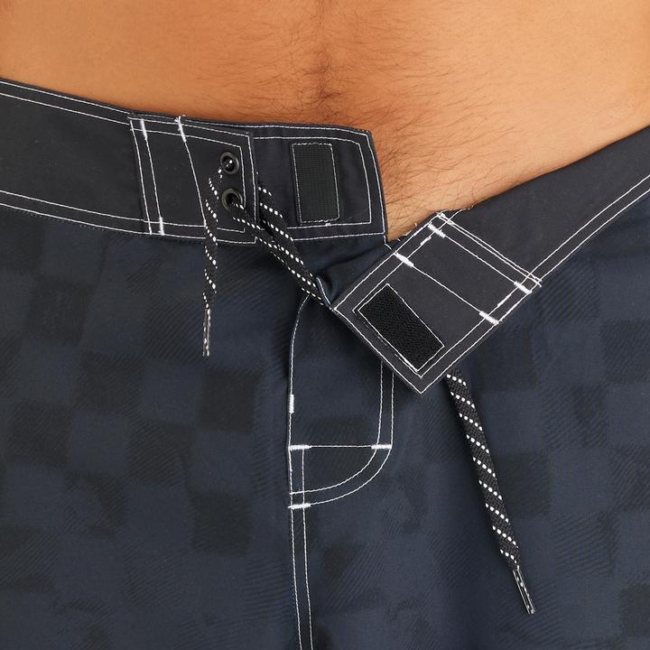 Actual product image Olaian Men's Boardshorts Surf 500 Long 18" - Checky black (44, Frequency band 38 (2600 MHz))