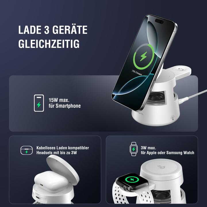 Actual product image 4smarts Wireless Charger Aura Sound, Induktion Ladestandard: Qi2 (15 W)