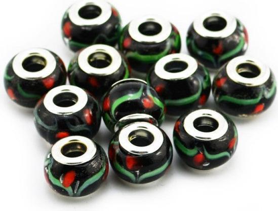 Immagine prodotto Hermex Perlina di vetro placcata argento 925 - Nero argenteo (Argento 925, Vetro)