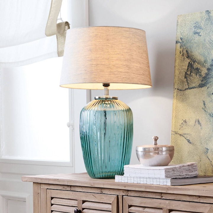 Produktbild Loberon Tischlampe Fenis creme/grün (E27)