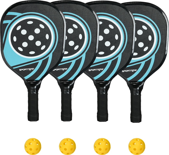 SportNow Pickleball-Set mit 4 Schlägern und 4 Bällen