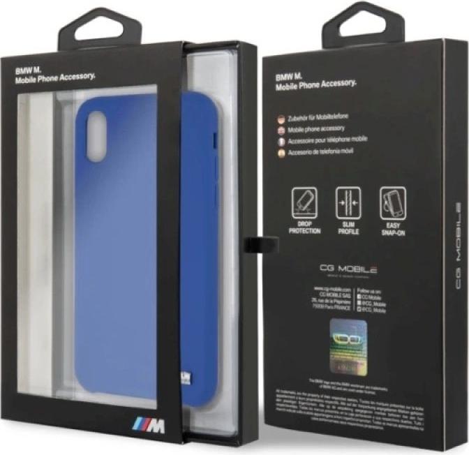 Productafbeelding BMW Hardcase BMHCPXMSILNA iPhone X /Xs niebieski/navy Siliconen M collectie (Apple iPhone X, Apple iPhone XS)