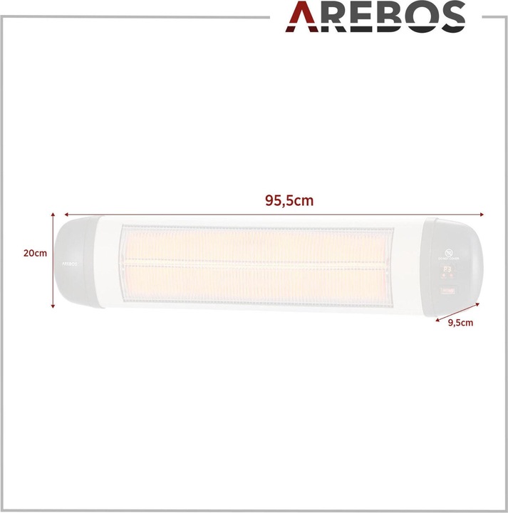 Actual product image Arebos Infrared heater 2500 W with remote control (2500 W)