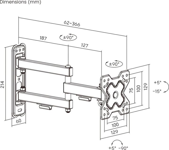Produktbild Value Basic TV Wall Mount, 3 (Wand, 32", 20 kg)