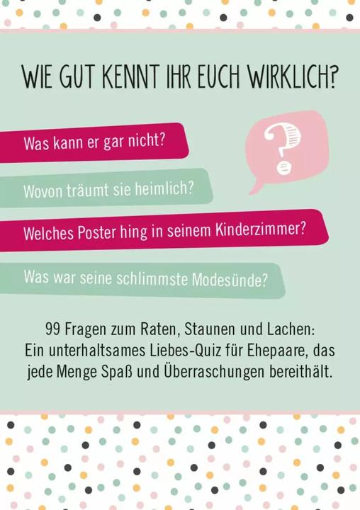 Produktbild 99 Fragen für Ehepaare (Deutsch, 2019)