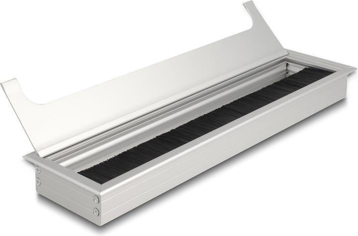 Immagine prodotto Delock Ingresso cavi per installazione su tavolo con spazzola 300 x 80 x 28 mm argento (Foro cavo, 30 cm)