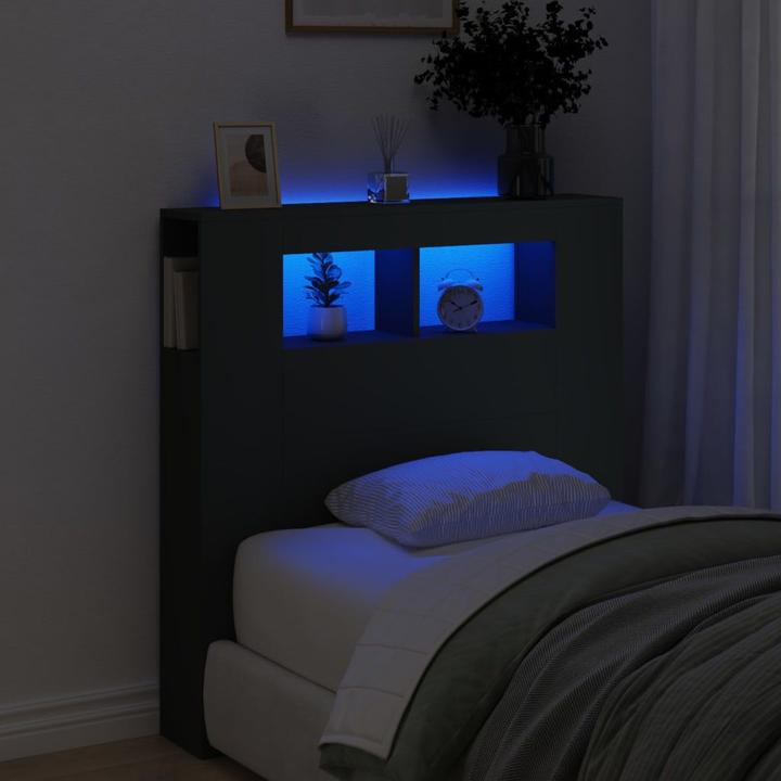 Actual product image vidaXL LED headboard black 100x18.5x103.5 cm Wood-based material, colour
