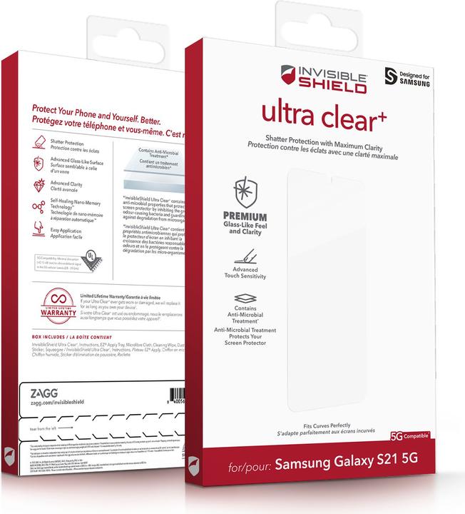 Immagine prodotto InvisibleShield Ultra chiaro+ (1 Pezzo/i, Samsung Galaxy S21)