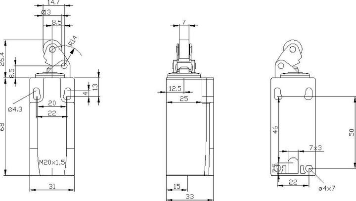 Produktbild Siemens Begrenzungsschalter 31 mm mit Rollenhebe