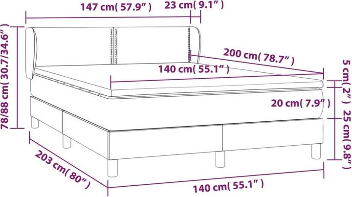 Actual product image vidaXL Boxspringbett (140 x 200 cm)