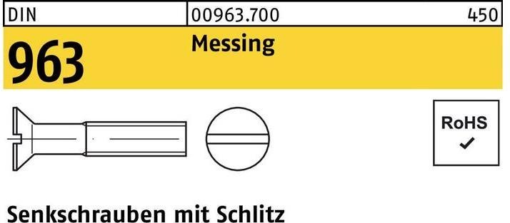 Produktbild Senkschraube ISO 2009 m.Schlitz M 3 x 12 Messing (200 Schrauben pro Stück)