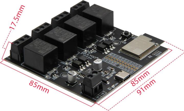 Actual product image Lilygo TTGO T-Relay ESP32 Dev Board with 4x 5V DC Relay