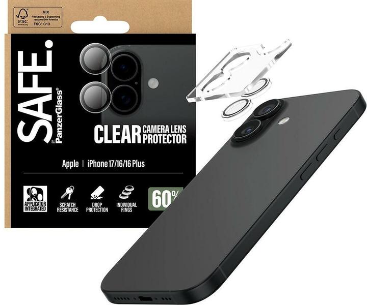 Produktbild PanzerGlass SAFE. by Kameraschutz (1 Stk., Apple iPhone 16, Apple iPhone 16 Plus, Apple iPhone 17)