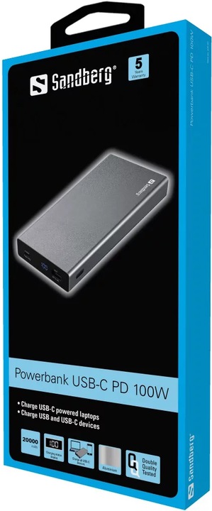 Immagine prodotto Sandberg Pacco batteria esterno (20000 mAh, 100 W, 74 Wh)