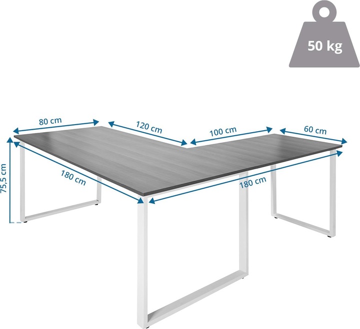 Actual product image Hjh Office Workspace XL I (75.5 x 180 x 180 cm)