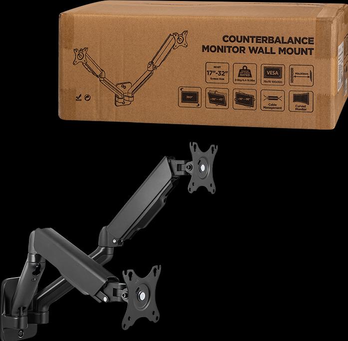 Actual product image LogiLink BP0146 Dual Monitorius wall mount 17-32 inch gas spring 90-540 mm (Wall, 32")