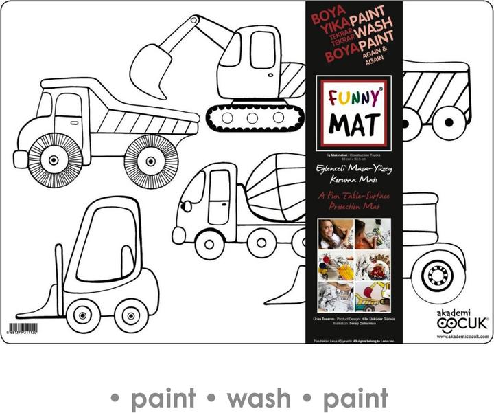 Produktbild Funny Mat Abwaschbare Malmatte Baustellenfahrzeuge