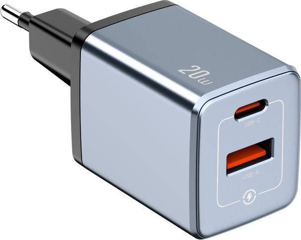 Actual product image Nextbatt 20W GaN Fast Charger | USB-C / USB-A Wall Adapter | Black/Gray (20 W, 2 ports)