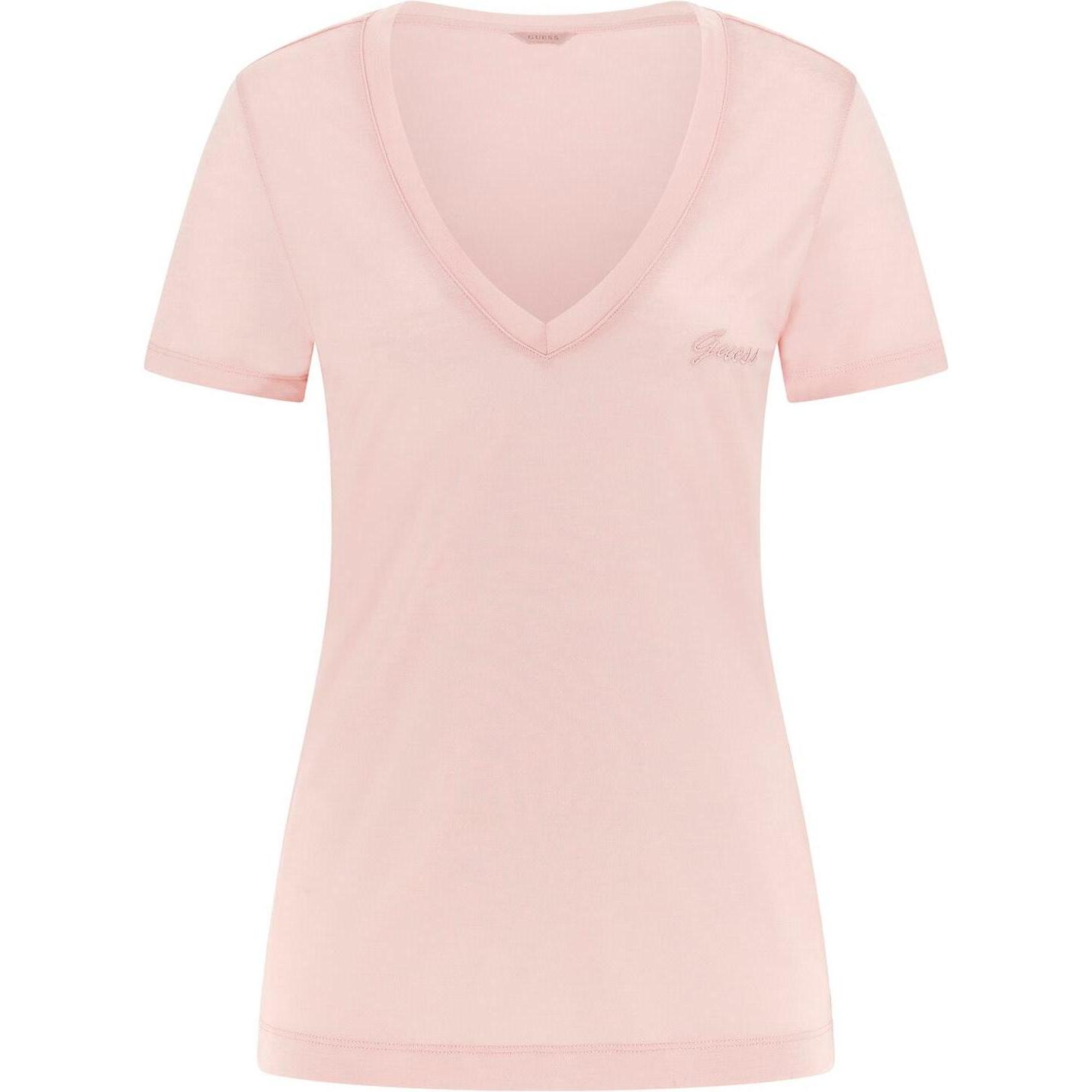 Guess, Damen, Shirt, Basic V-Ausschnitt T-Shirt Damen, Rosa, (M)