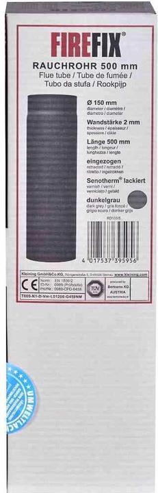 Immagine prodotto FireFix RD150/5 Tubo per stufe in acciaio spesso 2 mm (canna fumaria) con diametro di 150 mm, per stufe