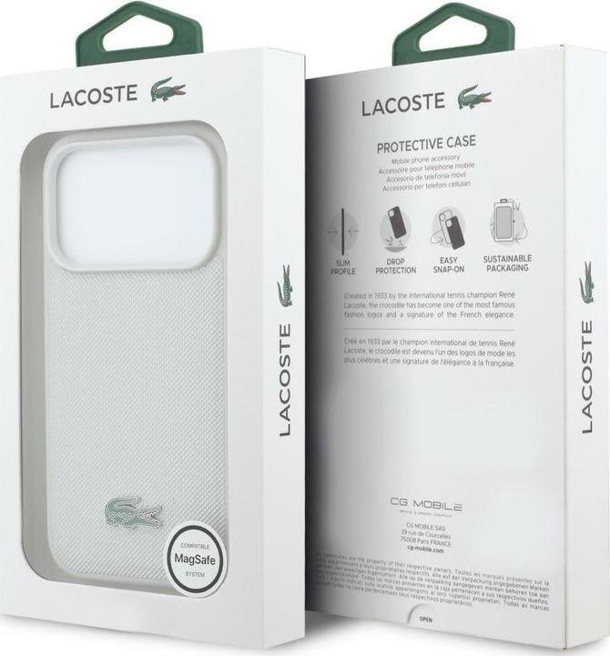Actual product image Lacoste Case Petit Pique Lacquer Logo MagSafe for iPhone 17 Pro lightgrey (Apple iPhone 17 Pro)