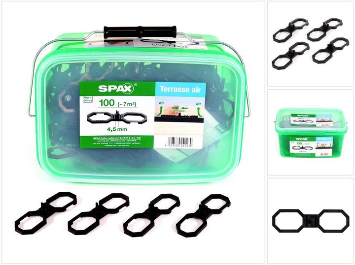 Actual product image Spax Terasse Air Spacers 4,5mm Ventilation for wood boards Terasse L in handle case 100 pcs. (100 x)