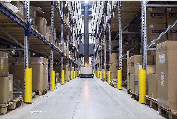 Actual product image Boplan Shelf unit end protection, HxWxD 600 x 150 x 146 mm, yellow.