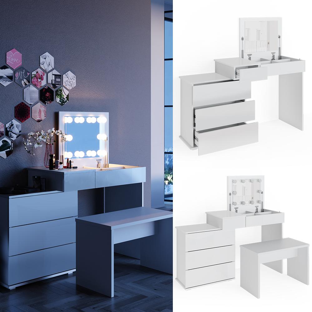 Thumbnail - Vicco, Schminktisch, Lotos mit Hocker und Beleuchtung