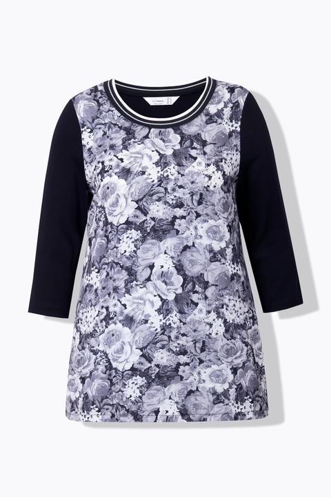 Immagine prodotto Miamoda Blusenshirt, Satin mit Blütenmuster, Jerseyrücken (48)