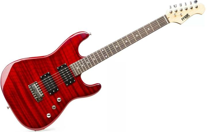 Produktbild Max E-Gitarre GigKit Quilted Style Rot (E-Gitarre, Linde (Korpus), Ahorn (Hals), Rosenholz (Griffbrett))