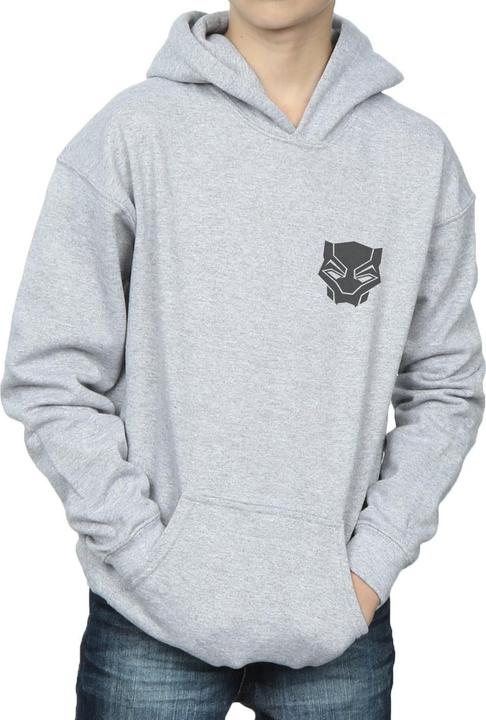 Image du produit Sweat à capuche imprimé sur la poitrine pour garçons Black Panther Black on Black (152, 158)