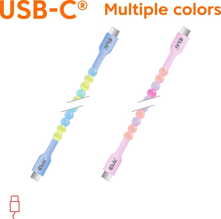 Actual product image Club 3D Club3D Lifestyle USB-C Perlen-Kabel PD60W (2 m, USB 2.0, 60 W)