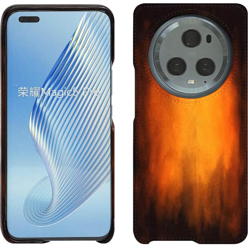 Noreve Lederschutzhülle (Honor Magic5 Pro), Smartphone Hülle, Violett