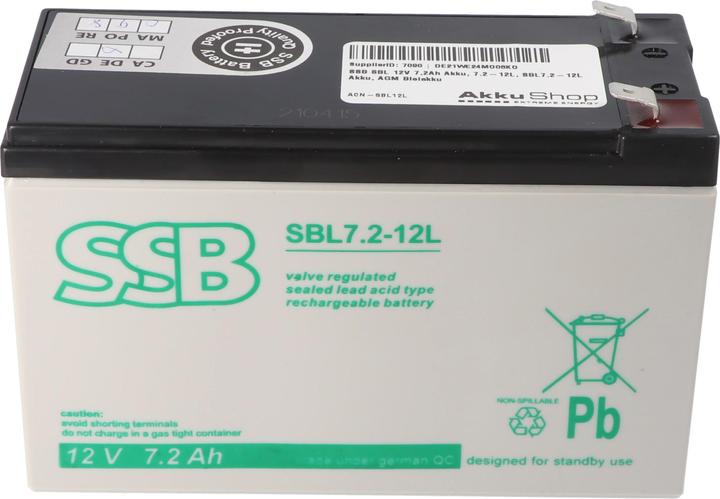 Actual product image SSB SBL 12V 7,2Ah Akku, 7.2-12L, SBL7.2-12L Akku, AGM Bleiakku (12 V, 7.20 Ah)