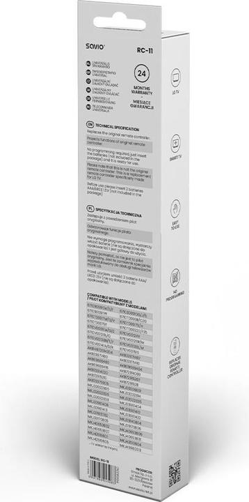 Produktbild Savio RC-11 Fernbedienung IR Wireless TV Drucktasten (Universal Fernbedienung, Infrarot)
