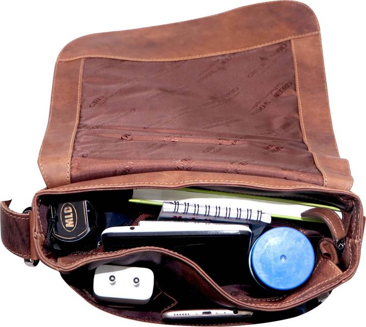 Actual product image Greenwood Herrentasche Echtleder 12 Zoll Hetwig Vintage Look Sandel No.24
