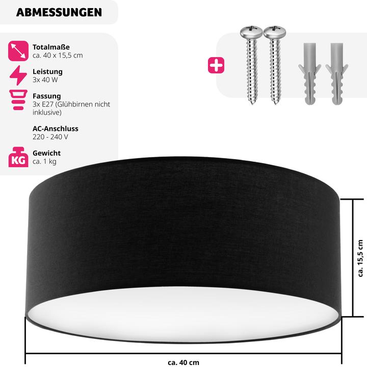 Produktbild tectake Deckenleuchte Circum, Textilschirm im Leinenlook (E27)