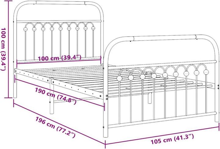 Image du produit vidaXL Bettgestell (100 x 190 cm)