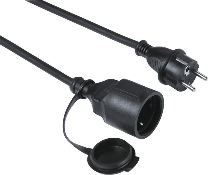 Actual product image Hama Outdoor extension cable, IP44 for outdoor use, protective cover, 5 m, black (5 m)