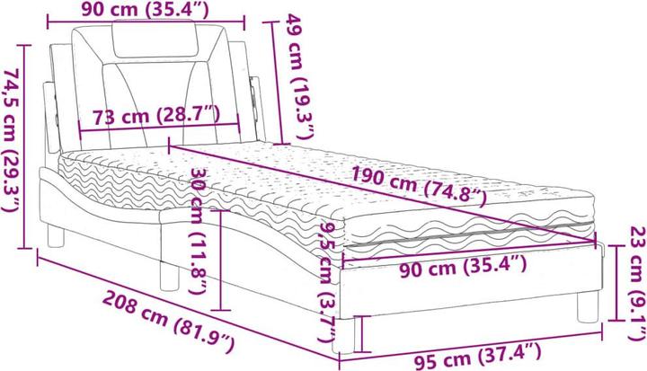 Image du produit vidaXL Bett (90 x 190 cm)