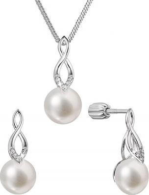 Immagine prodotto Evolution Group Parure di gioielli in argento con zirconi e perle vere 29052.1B (orecchini. catena.
