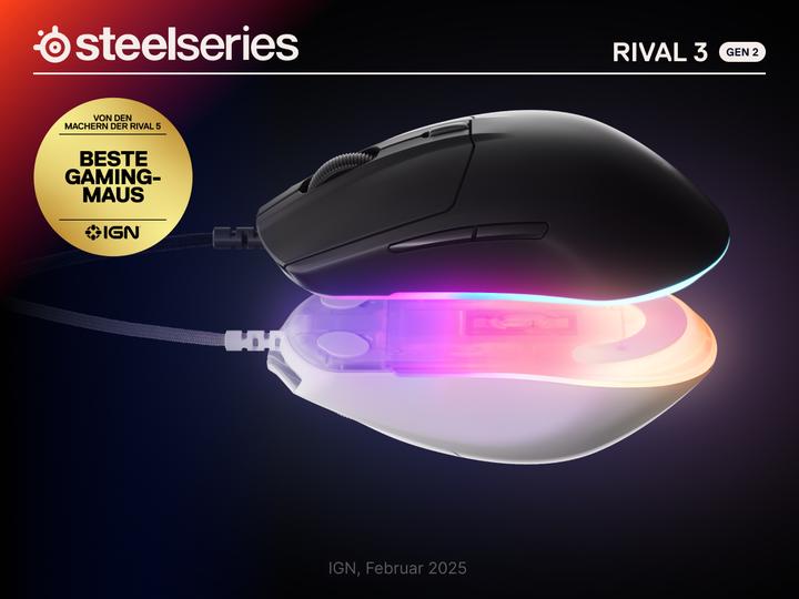 Produktbild SteelSeries Rival 3 Gen 2 - White (Kabelgebunden)