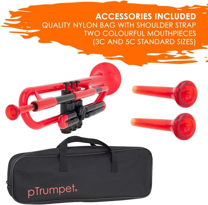 Actual product image pBoneMusic pTrumpet Red met hoes (Trumpets, Straight)